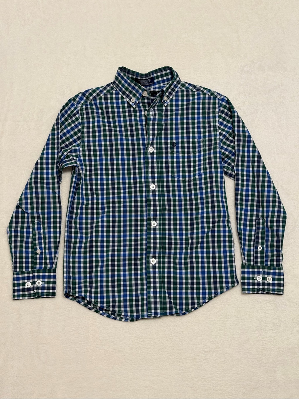 Boys Green & Blue Plaid IZOD Button-Down Shirt